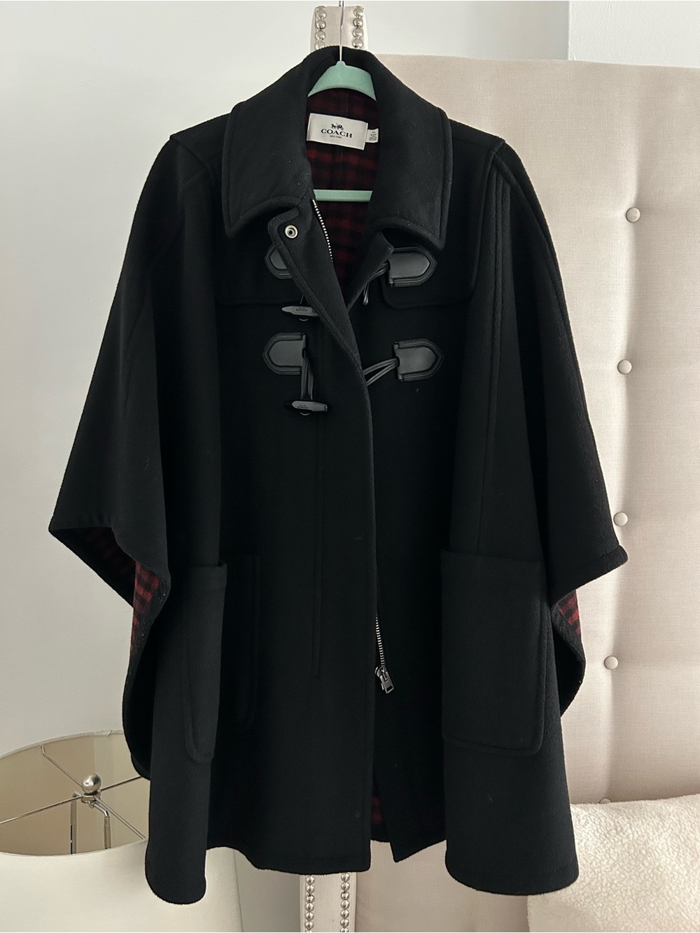 Coach black cape coat M/L